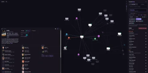 ScreenLinx map connecting Andor, Firefly, The Expanse, Farscape and Star Wars through shared crew, studios and genres